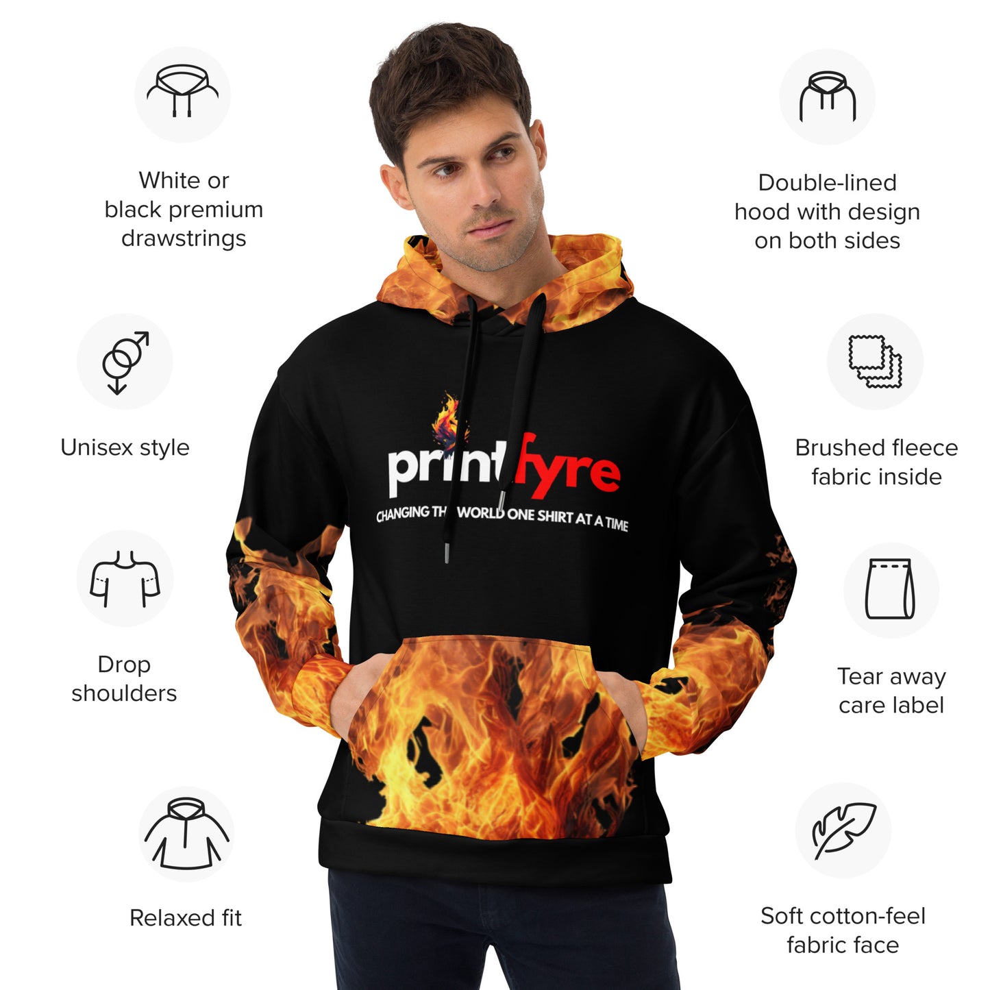 PRINTFYRE BLACK HOODIE POA