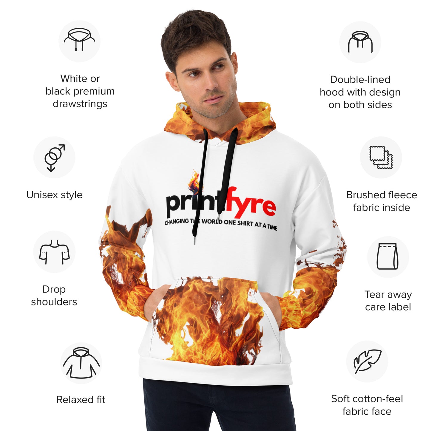 PRINTFYRE WHITE HOODIE POA