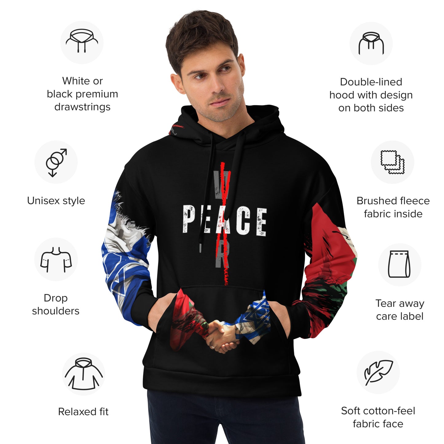 PEACE NOT WAR HANDSHAKE HOODIE